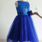 Blue A Line Floor Length Scoop Neck Sleeveless Sequins Flower Girl Dresses,Baby Dress F35 - Ombreprom
