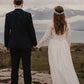 Elegant Long Sleeves Lace Chiffon With Appliques Floor Length Wedding Dresses