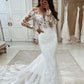 Charming Long Sleeves Lace Appliques Mermaid Wedding Dresses