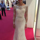 Delicate Round Neck Lace Appliques Long Sleeves With Beading Wedding Dresses
