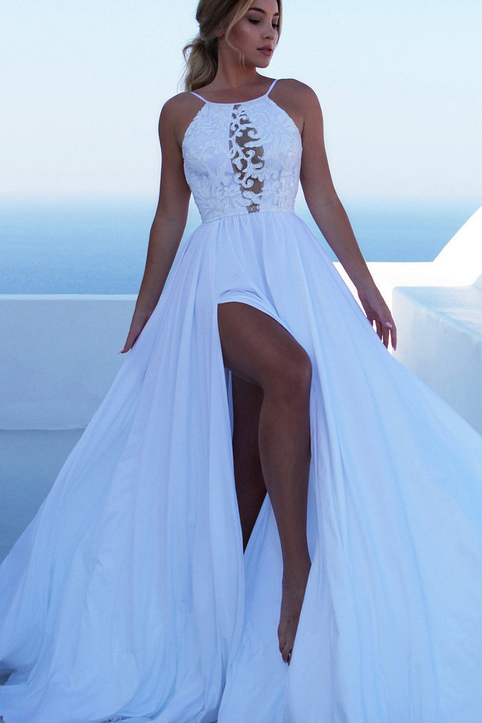 Chiffon and Lace Hlater Long Gowns Pool