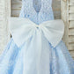 Round Neck Open Back Lace Appliques With Bowknot Flower Girl Dresses