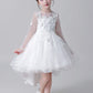 Round Neck Long sleeves Appliques With Beaded High Low Flower Girl Dresses