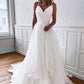 White V Neck Long Prom Dresses Evening Dresses