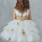 Satin Sleeveless With Beaded Appliques Round Neck Ball Gown Flower Girl Dresses