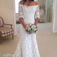 Classy Half Sleeve Off the Shoulder Lace Wedding Dress W297 - Ombreprom
