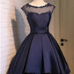Elegant A Line Satin Knee Length With Applique Homecoming Dresses