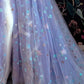 Light Purple A-line Tulle Floral Off Shoulder Sweetheart Evening Prom Dresses