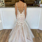 Beautiful Sleeveless Tulle Lace Appliques Mermaid Long Prom Dresses