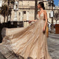 Luxury Spaghetti Straps Sequin Shiny Sweep Train V Neck Hottest Prom Dresses For Special Day