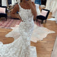 Gorgeous Square Neck Mermaid Lace Wedding Dresses