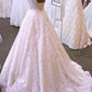 Chic Round Neck Open Back A Line Sleeveless Lace Appliques Wedding Dresses