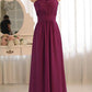 Simple Sleeveless Chiffon Strapless Floor Length Bridesmaid Dresses