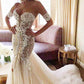 Sparkly Sweetheart Mermaid Backless Court Train Wedding Dresses