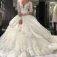 Gorgeous Deep V Neck Long Sleeves Lace Appliques Wedding Dresses