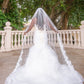 Elegant Lace Appliques Long Chapel Veils Floor Length Wedding Veils