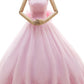 Pink Tulle Strapless With Bowknot Sleeveless Appliques Ball Gown Wedding Dresses