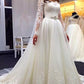 Elegant Long Sleeves Off The Shoulder Tulle Lace Appliques With Trailing Wedding Dresses
