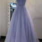 A Line Long Sparkly Spaghetti Straps Prom Dresses Evening Formal Dresses Fashion School Dance Dresses