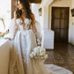 Gorgeous Ball Gown Off the Shoulder Tulle Beach Wedding Dresses with Appliques