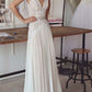 Simple Open Back With Lace Appliques Floor Length Wedding Dresses W350
