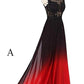 Simple Round Neck Lace Appliques Ombre Prom Dress D263