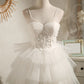 Ivory Spaghetti Straps Sequins Lace Appliques Short Homecoming Dress