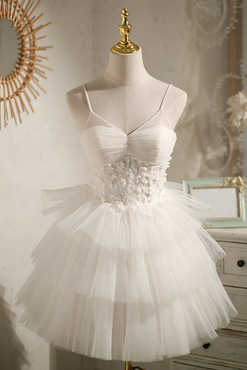 Ivory Homecoming Dress Spaghetti Straps Short Prom Dress Party Dress,SH271