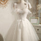 Pretty Ivory Tulle Lace Appliques Bowknot Short Homecoming Dress
