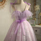 Cute Purple Sleeveless Lace Up Princess Short Homecoming Dress