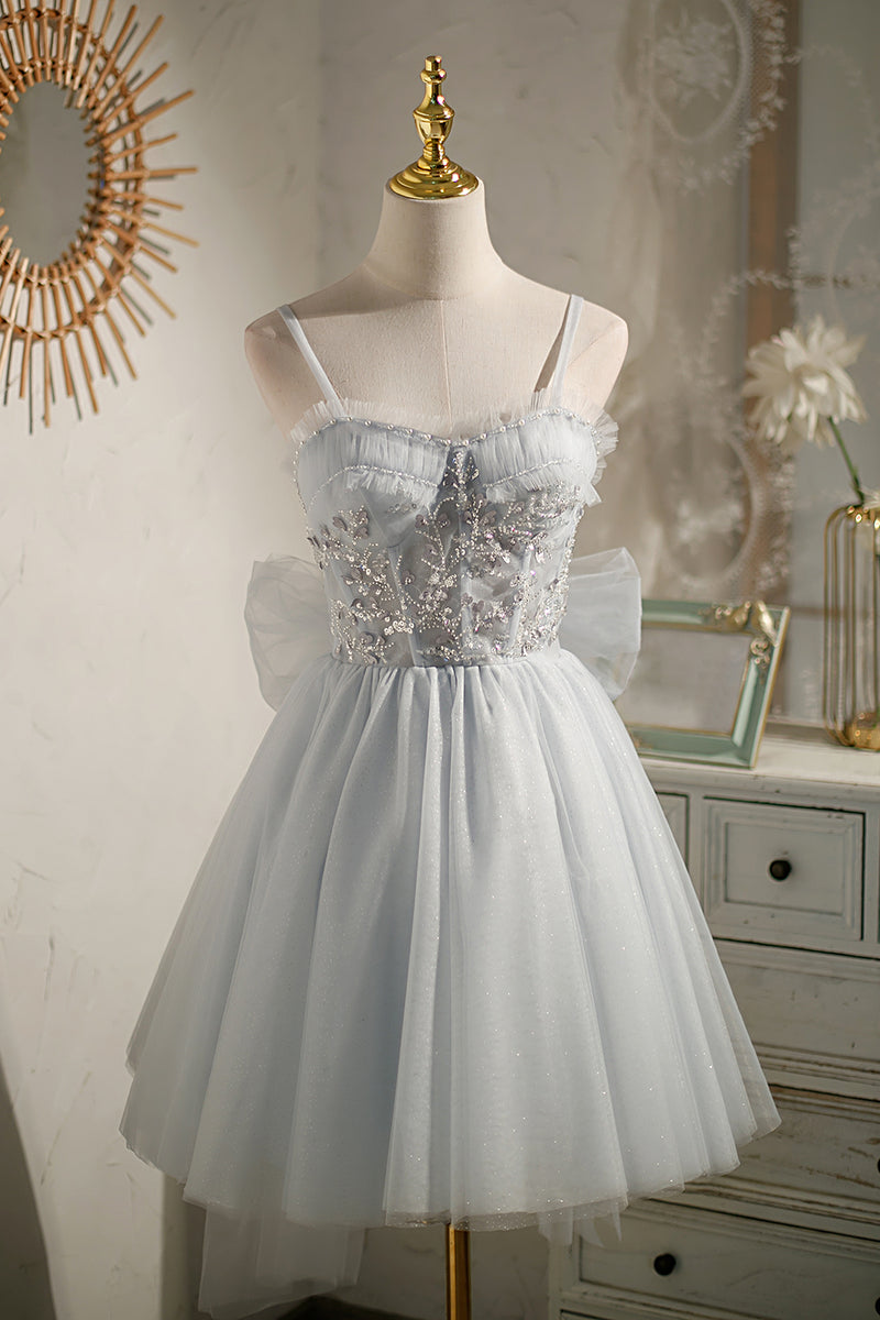 Ombreprom Homecoming Dress Grey Sleeveless Sequins Lace Up Short Prom Dress