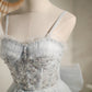Grey Sleeveless Sequins Lace Up Short Homecoming Dresses