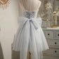 Grey Sleeveless Sequins Lace Up Short Homecoming Dresses