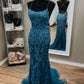 Mermaid Lace Appliques Straps Long Prom Dresses Evening Dresses