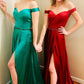 Chic Off Shoulder Sweetheart Prom Dresses with Split Side
