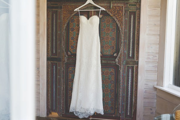 Charming Spaghetti straps Appliques Lace Wedding Dress,Split Chiffon Beach Wedding Dress,MW359