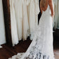 Chic Spaghetti Straps V Neck Lace Wedding Dresses with Appliques