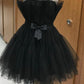 Cute Strapless Tulle Short Homecoming Dresses