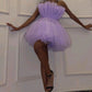 Cute Strapless Tulle Short Homecoming Dresses
