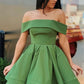 Elegant Green Off The Shoulder Short Homecoming Dress