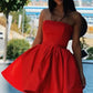 Charming Red Strapless A Line Short Homecoming Dress