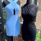 Simple Blue Cross Front Short Homecoming Dress