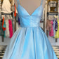 Chic Spaghetti Straps A Line Short Homecoming Dresses