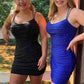 Chic Spaghetti Straps Tight Sequins Homecoming Dresses