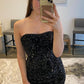 Beautiful Black Strapless Sequins Short Homecoming Dress