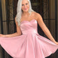 A-Line Sweetheart Pink Short Homecoming Dress