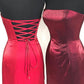 Sexy Strapless Sheath Burgundy Lace Up Homecoming Dresses