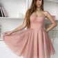 A-Line Dusty Pink Sweetheart Strapless Homecoming Dresses