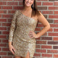 Sparkly Sequins One Shoulder Homecoming Dresses