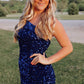 One Shoulder Sequin Short Homecoming Dresses